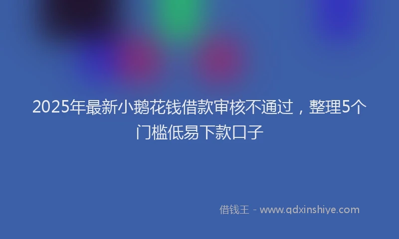 2025年最新小鹅花钱借款审核不通过，整理5个门槛低易下款口子