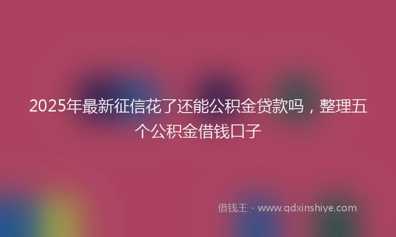 2025年最新征信花了还能公积金贷款吗，整理五个公积金借钱口子