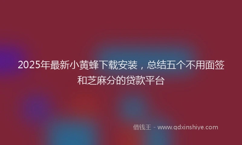 2025年最新小黄蜂下载安装，总结五个不用面签和芝麻分的贷款平台