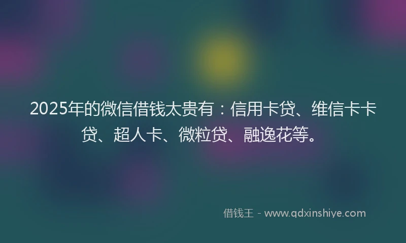 2025年的微信借钱太贵有：信用卡贷、维信卡卡贷、超人卡、微粒贷、融逸花等。