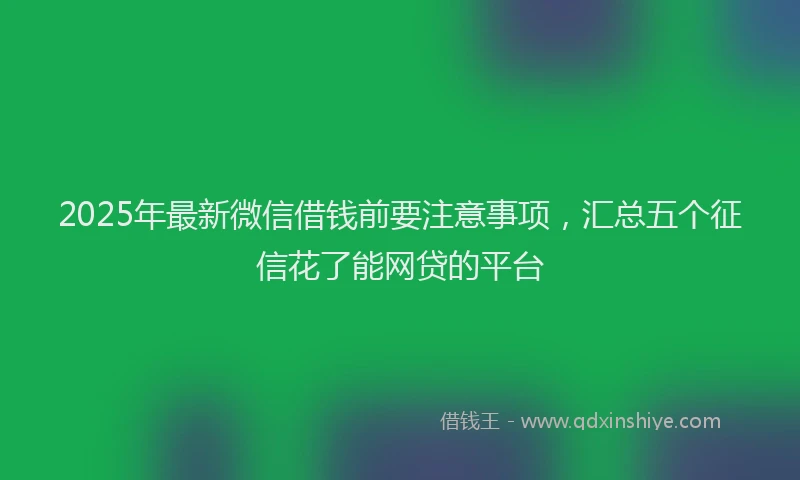 2025年最新微信借钱前要注意事项，汇总五个征信花了能网贷的平台