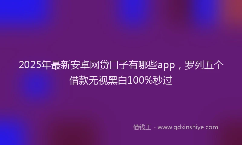 2025年最新安卓网贷口子有哪些app，罗列五个借款无视黑白100%秒过