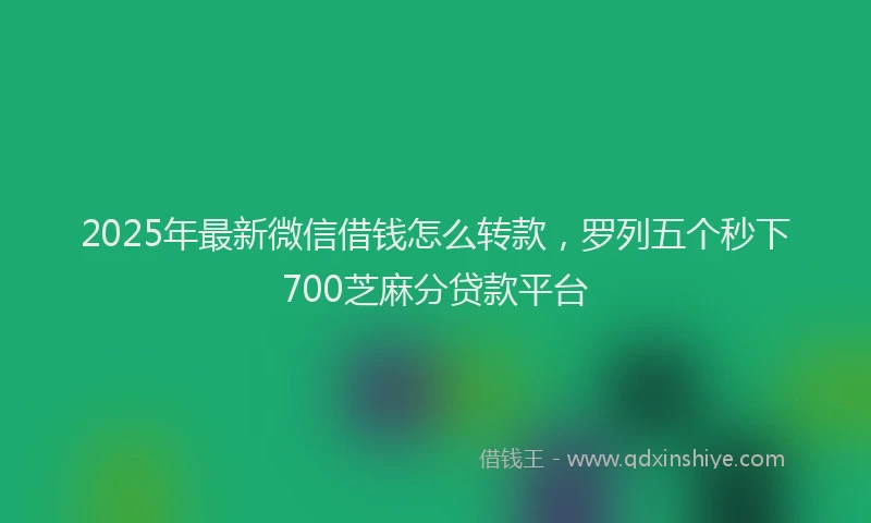 2025年最新微信借钱怎么转款，罗列五个秒下700芝麻分贷款平台