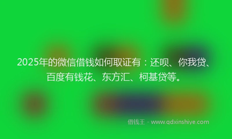 2025年的微信借钱如何取证有：还呗、你我贷、百度有钱花、东方汇、柯基贷等。