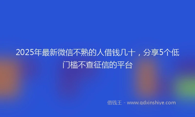 2025年最新微信不熟的人借钱几十，分享5个低门槛不查征信的平台
