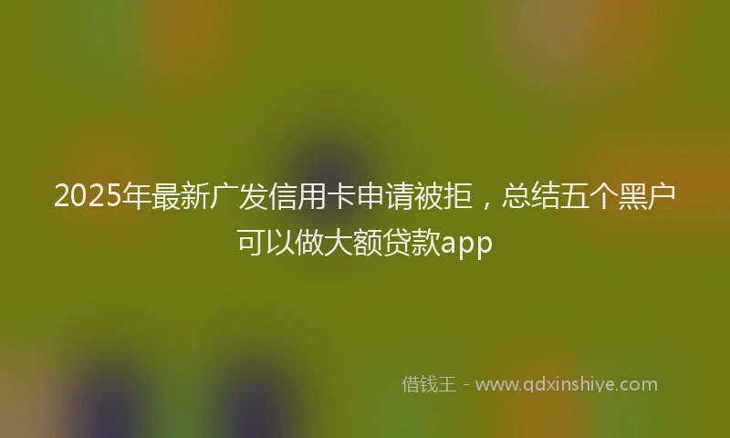 2025年最新广发信用卡申请被拒，总结五个黑户可以做大额贷款app