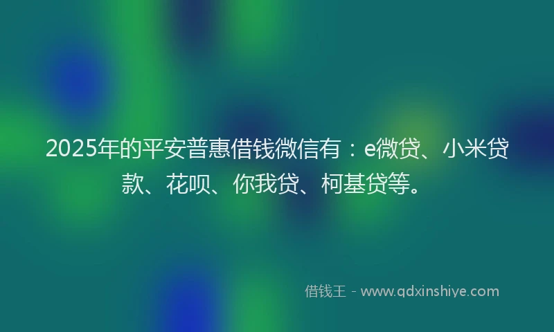 2025年的平安普惠借钱微信有：e微贷、小米贷款、花呗、你我贷、柯基贷等。