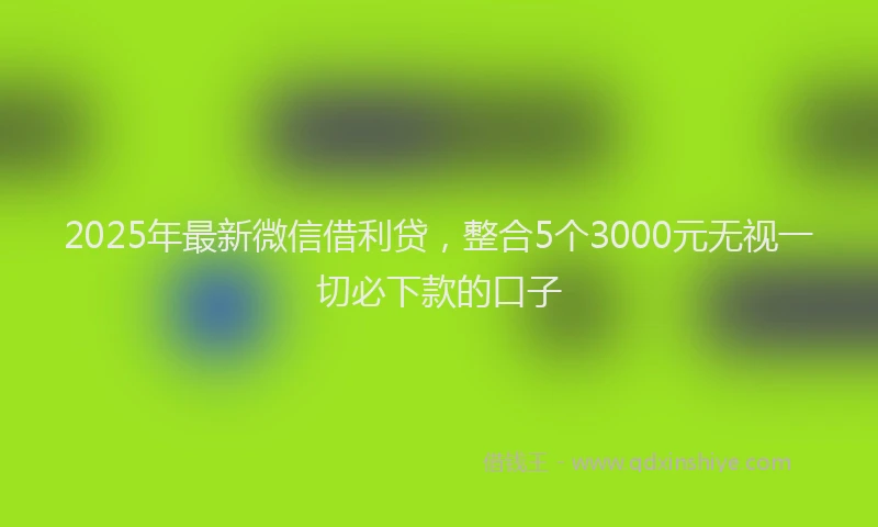2025年最新微信借利贷，整合5个3000元无视一切必下款的口子