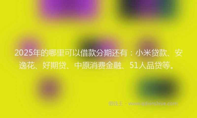 2025年的哪里可以借款分期还有：小米贷款、安逸花、好期贷、中原消费金融、51人品贷等。