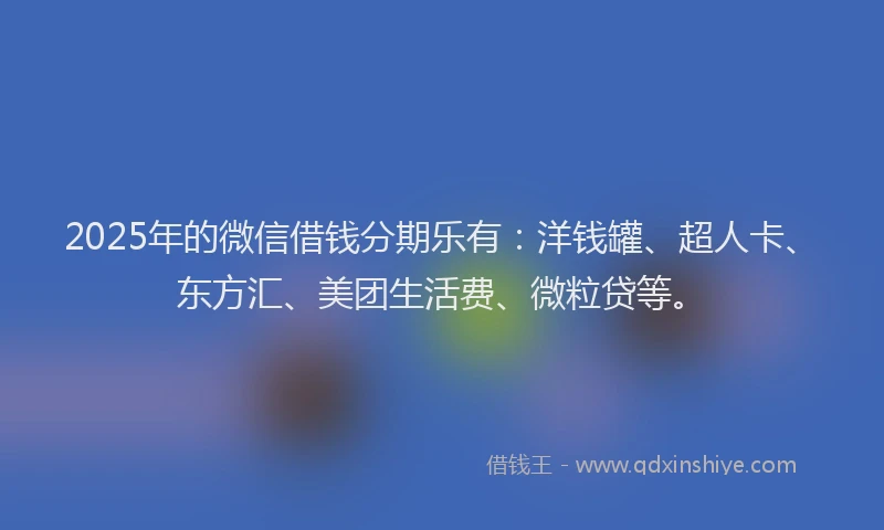 2025年的微信借钱分期乐有：洋钱罐、超人卡、东方汇、美团生活费、微粒贷等。