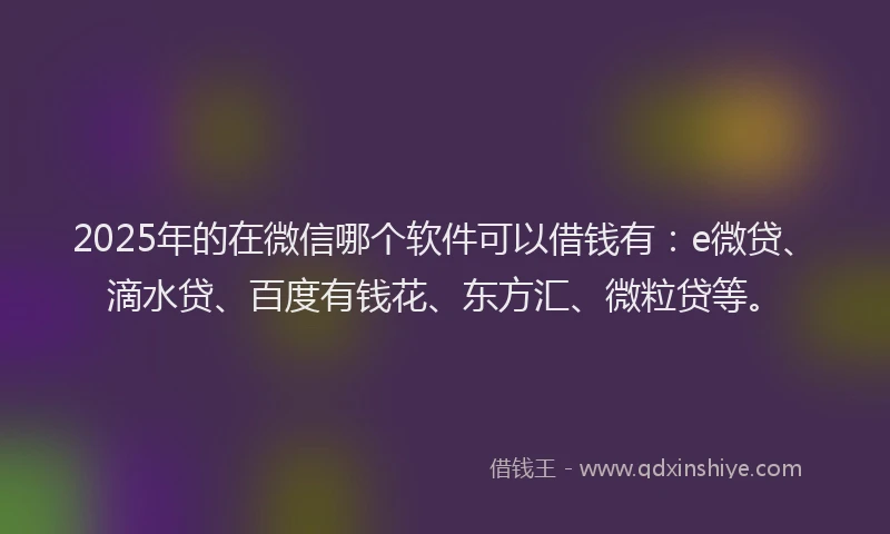 2025年的在微信哪个软件可以借钱有：e微贷、滴水贷、百度有钱花、东方汇、微粒贷等。