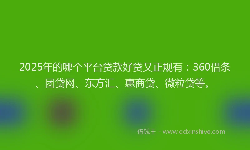 2025年的哪个平台贷款好贷又正规有：360借条、团贷网、东方汇、惠商贷、微粒贷等。