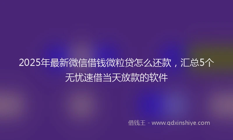 2025年最新微信借钱微粒贷怎么还款，汇总5个无忧速借当天放款的软件