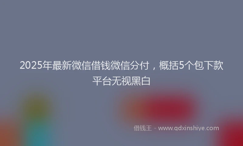 2025年最新微信借钱微信分付，概括5个包下款平台无视黑白