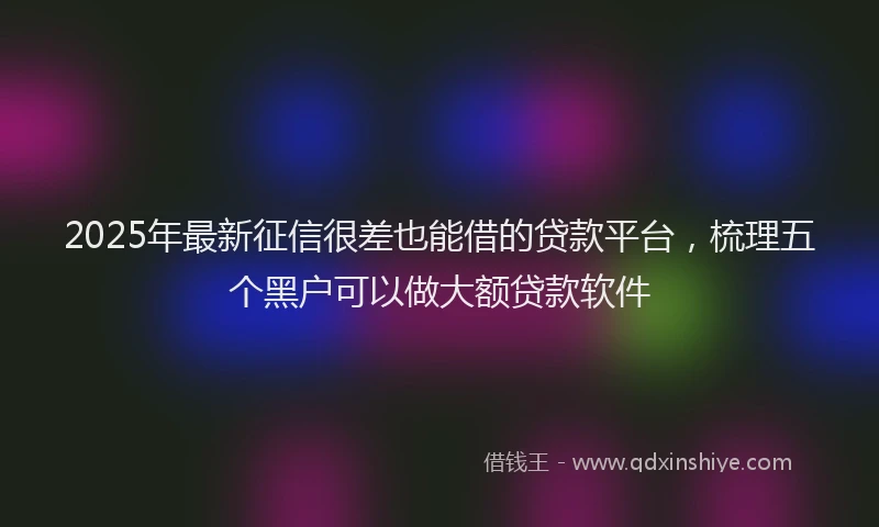 2025年最新征信很差也能借的贷款平台，梳理五个黑户可以做大额贷款软件