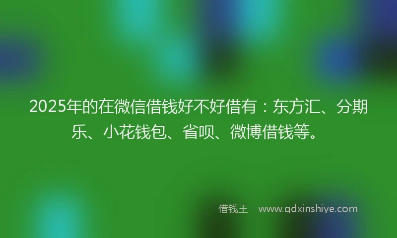 2025年的在微信借钱好不好借有：东方汇、分期乐、小花钱包、省呗、微博借钱等。