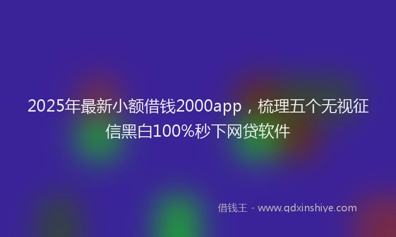 2025年最新小额借钱2000app，梳理五个无视征信黑白100%秒下网贷软件