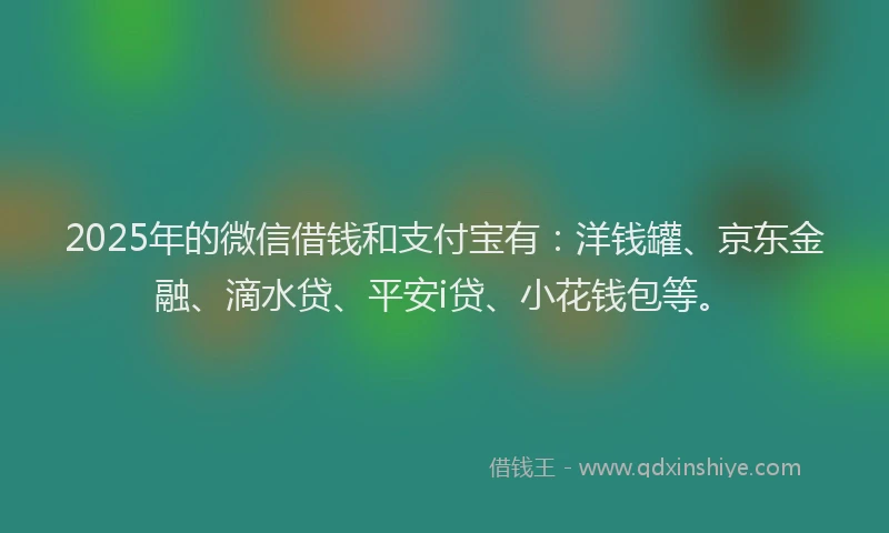 2025年的微信借钱和支付宝有：洋钱罐、京东金融、滴水贷、平安i贷、小花钱包等。