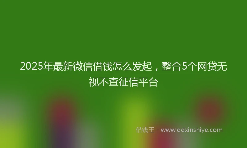 2025年最新微信借钱怎么发起，整合5个网贷无视不查征信平台