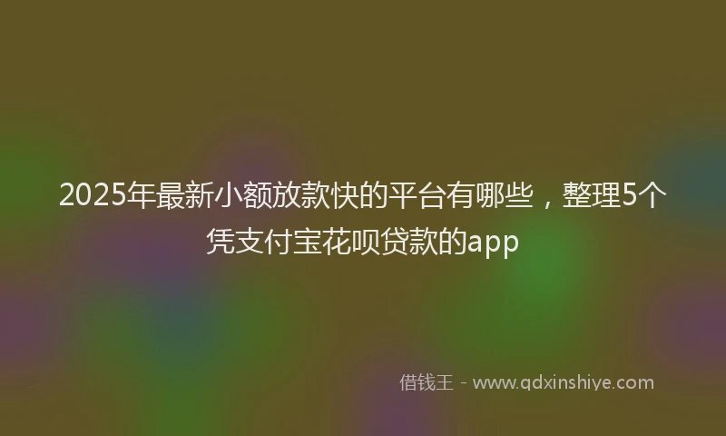 2025年最新小额放款快的平台有哪些，整理5个凭支付宝花呗贷款的app