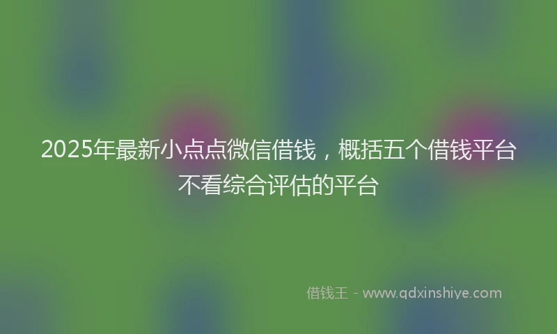 2025年最新小点点微信借钱，概括五个借钱平台不看综合评估的平台