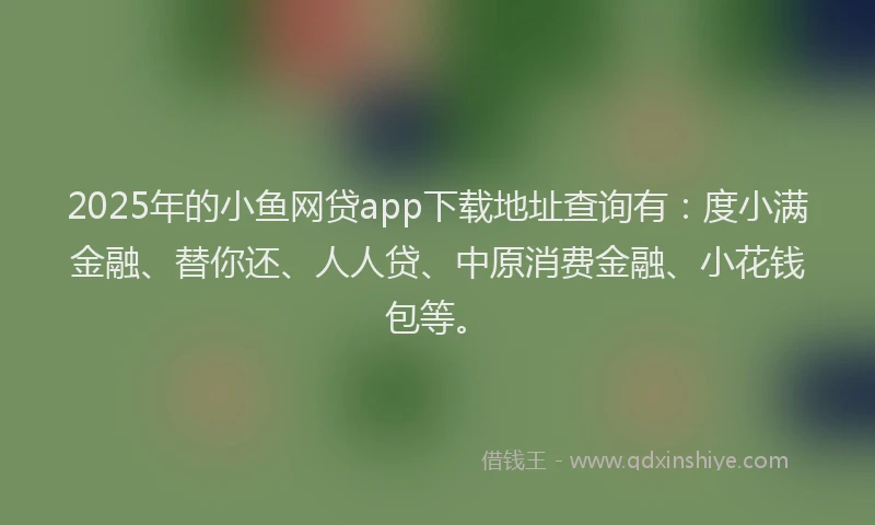 2025年的小鱼网贷app下载地址查询有：度小满金融、替你还、人人贷、中原消费金融、小花钱包等。
