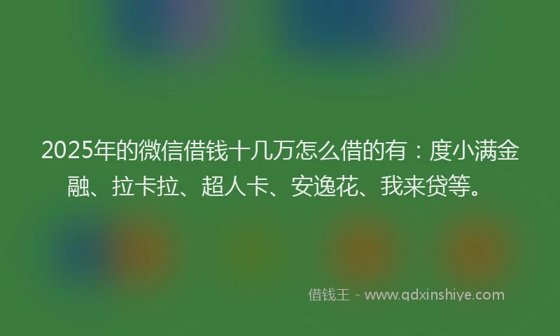 2025年的微信借钱十几万怎么借的有：度小满金融、拉卡拉、超人卡、安逸花、我来贷等。