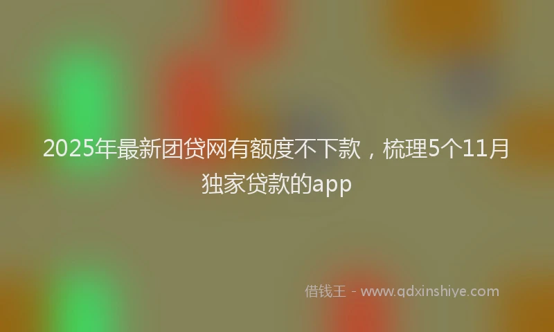 2025年最新团贷网有额度不下款，梳理5个11月独家贷款的app