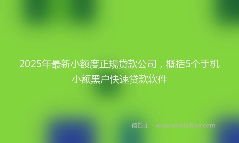2025年最新小额度正规贷款公司，概括5个手机小额黑户快速贷款软件
