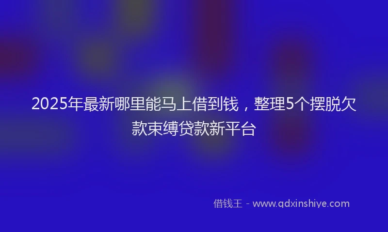 2025年最新哪里能马上借到钱，整理5个摆脱欠款束缚贷款新平台