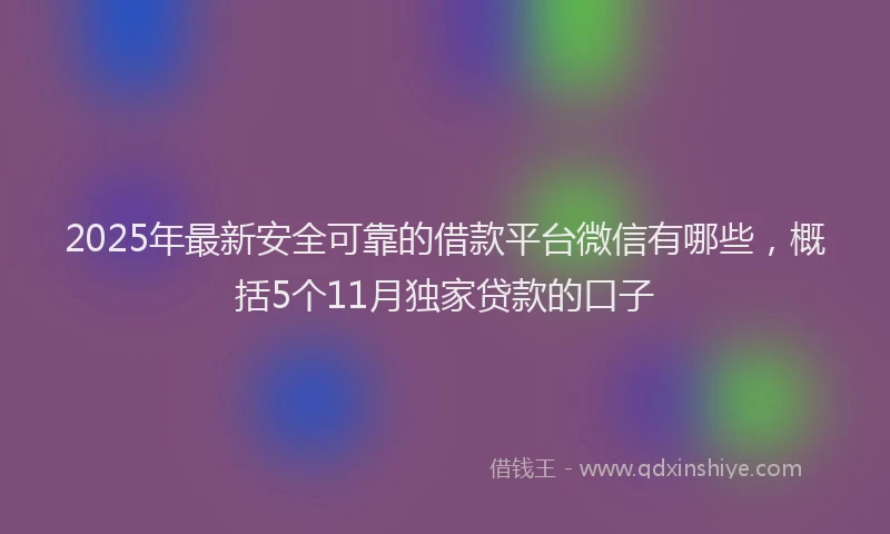 2025年最新安全可靠的借款平台微信有哪些，概括5个11月独家贷款的口子