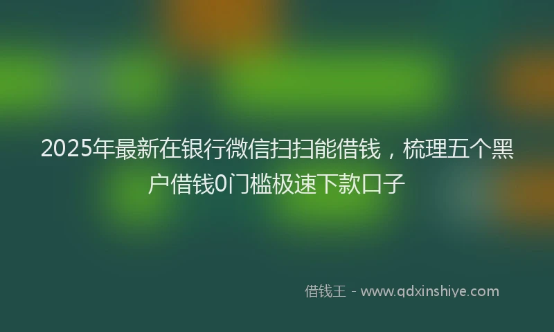 2025年最新在银行微信扫扫能借钱，梳理五个黑户借钱0门槛极速下款口子