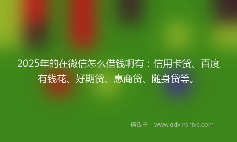 2025年的在微信怎么借钱啊有：信用卡贷、百度有钱花、好期贷、惠商贷、随身贷等。