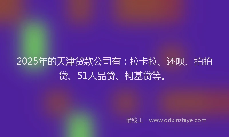 2025年的天津贷款公司有：拉卡拉、还呗、拍拍贷、51人品贷、柯基贷等。