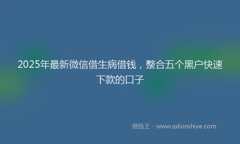2025年最新微信借生病借钱，整合五个黑户快速下款的口子