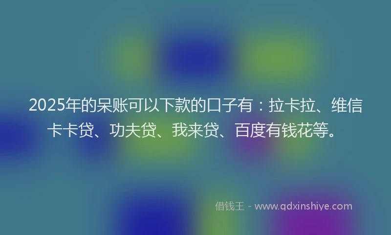 2025年的呆账可以下款的口子有：拉卡拉、维信卡卡贷、功夫贷、我来贷、百度有钱花等。