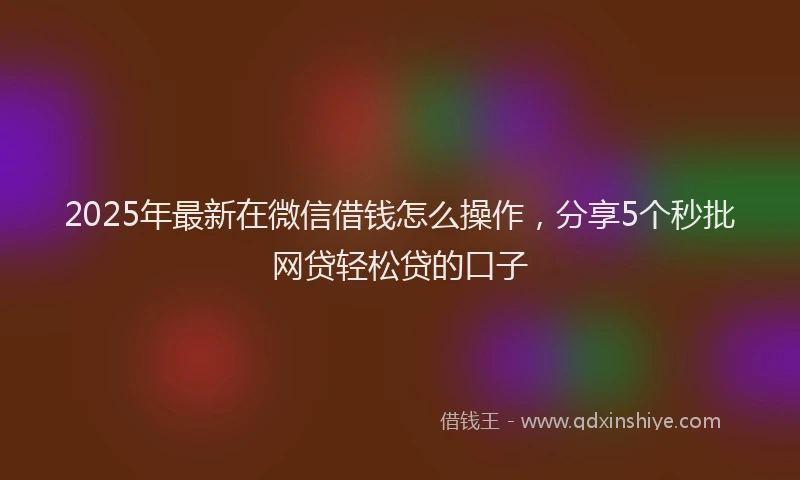 2025年最新在微信借钱怎么操作，分享5个秒批网贷轻松贷的口子