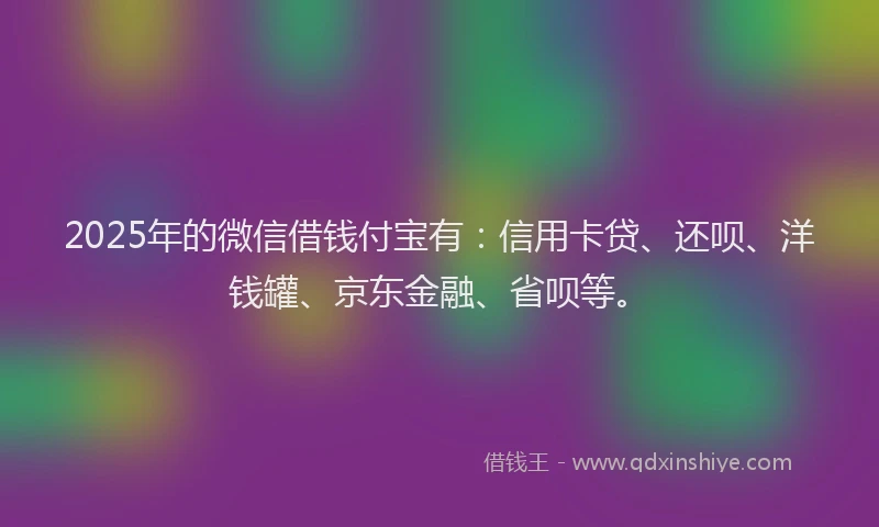 2025年的微信借钱付宝有：信用卡贷、还呗、洋钱罐、京东金融、省呗等。