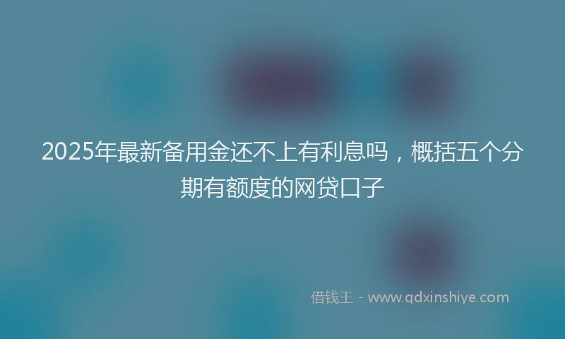 2025年最新备用金还不上有利息吗，概括五个分期有额度的网贷口子