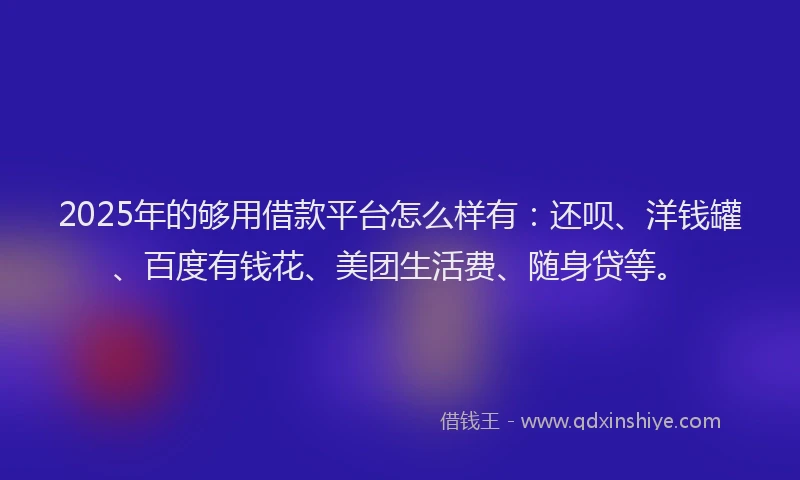 2025年的够用借款平台怎么样有：还呗、洋钱罐、百度有钱花、美团生活费、随身贷等。
