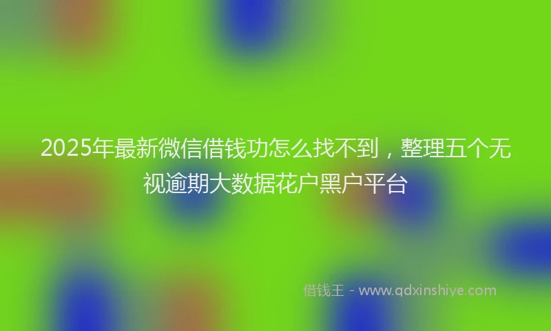 2025年最新微信借钱功怎么找不到，整理五个无视逾期大数据花户黑户平台