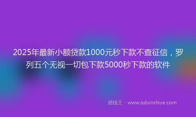 2025年最新小额贷款1000元秒下款不查征信，罗列五个无视一切包下款5000秒下款的软件