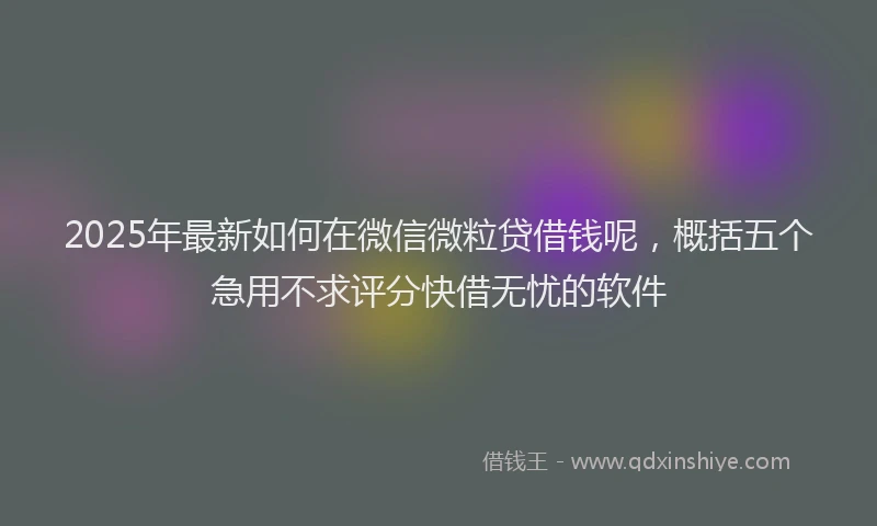 2025年最新如何在微信微粒贷借钱呢，概括五个急用不求评分快借无忧的软件