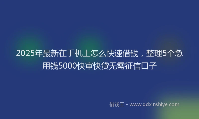 2025年最新在手机上怎么快速借钱，整理5个急用钱5000快审快贷无需征信口子