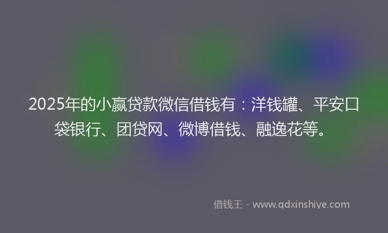 2025年的小赢贷款微信借钱有：洋钱罐、平安口袋银行、团贷网、微博借钱、融逸花等。
