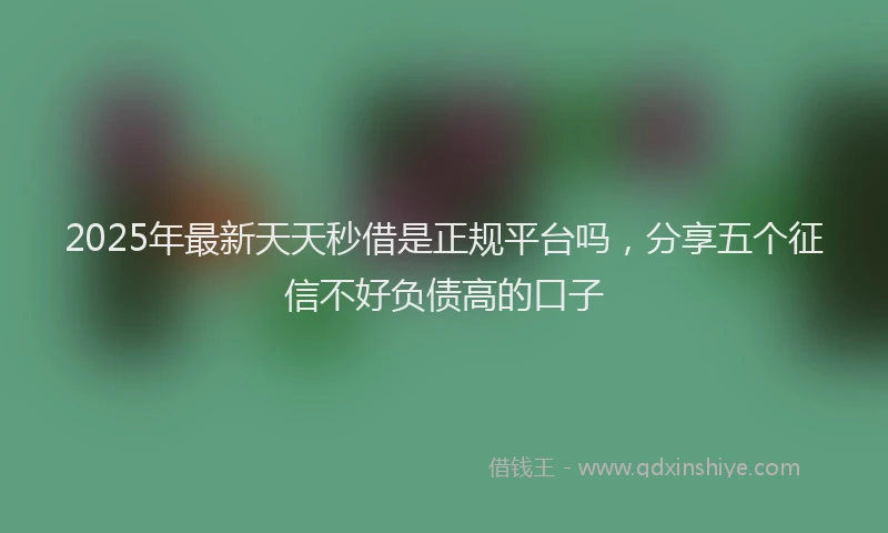 2025年最新天天秒借是正规平台吗，分享五个征信不好负债高的口子