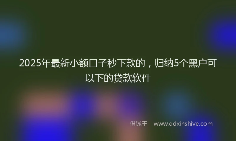 2025年最新小额口子秒下款的，归纳5个黑户可以下的贷款软件