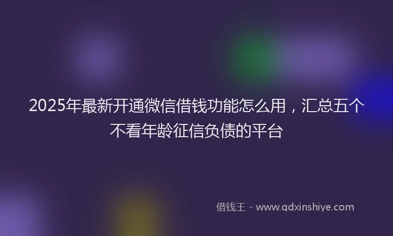 2025年最新开通微信借钱功能怎么用，汇总五个不看年龄征信负债的平台
