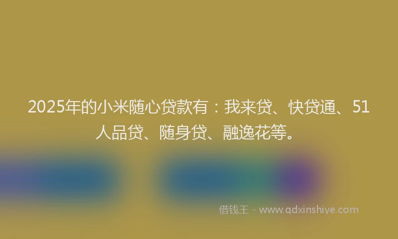 2025年的小米随心贷款有：我来贷、快贷通、51人品贷、随身贷、融逸花等。