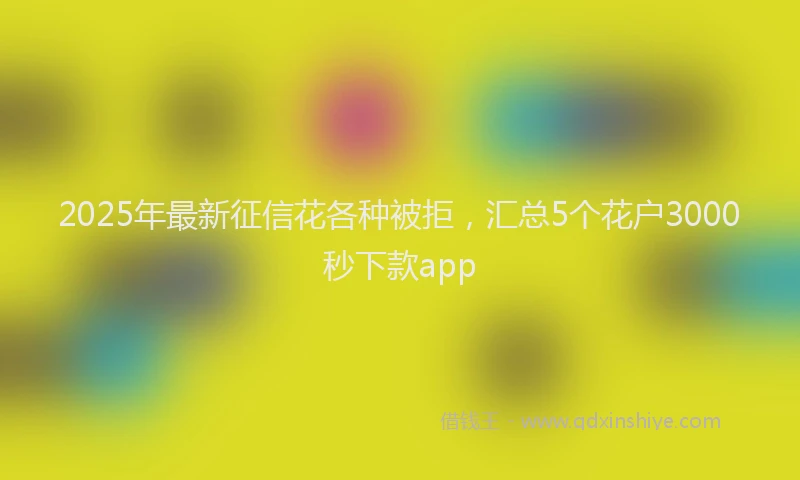 2025年最新征信花各种被拒，汇总5个花户3000秒下款app